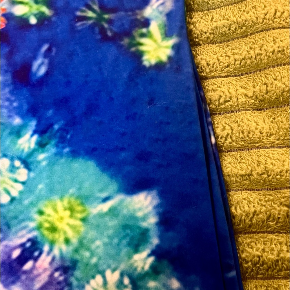 Blue Tropical Boho Maxi Dress Embellished Resort Cruise Vacation M - Picture 4 of 9